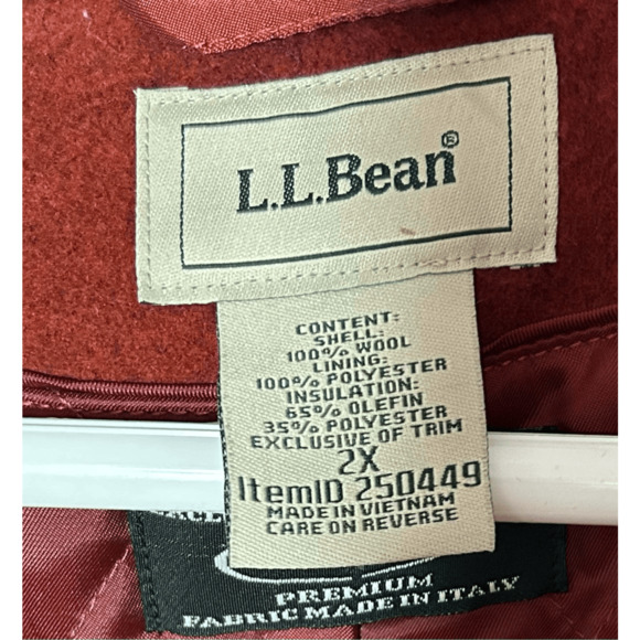 LL Bean Women’s 100% Wool Double Breasted Peacoat Jacket Bellandi Red 2XL 250449 - Picture 4 of 9